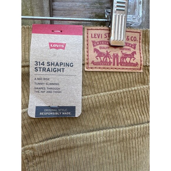 NWT Levis 314 Shaping Straight Corduroy Pants Mid Rise Beige Womens 30 x 30 - Picture 5 of 10